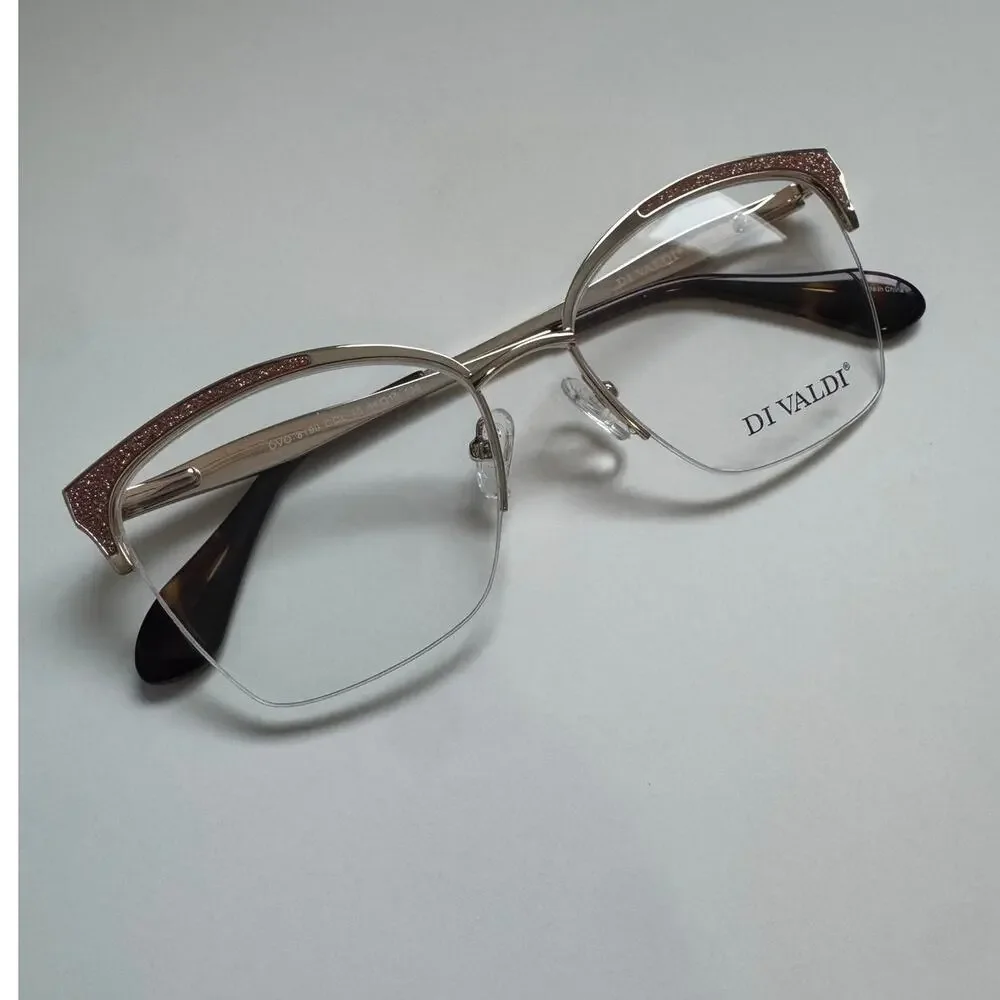 NEW Di Valdi 8190 gold glitter cat eye glasses